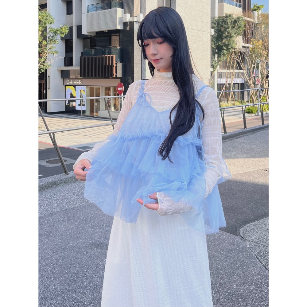 不規則荷葉網紗背心-細節圖6