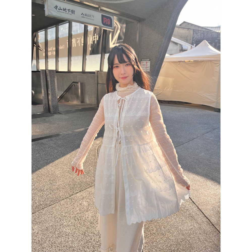 花紋綁帶疊穿背心裙-細節圖3