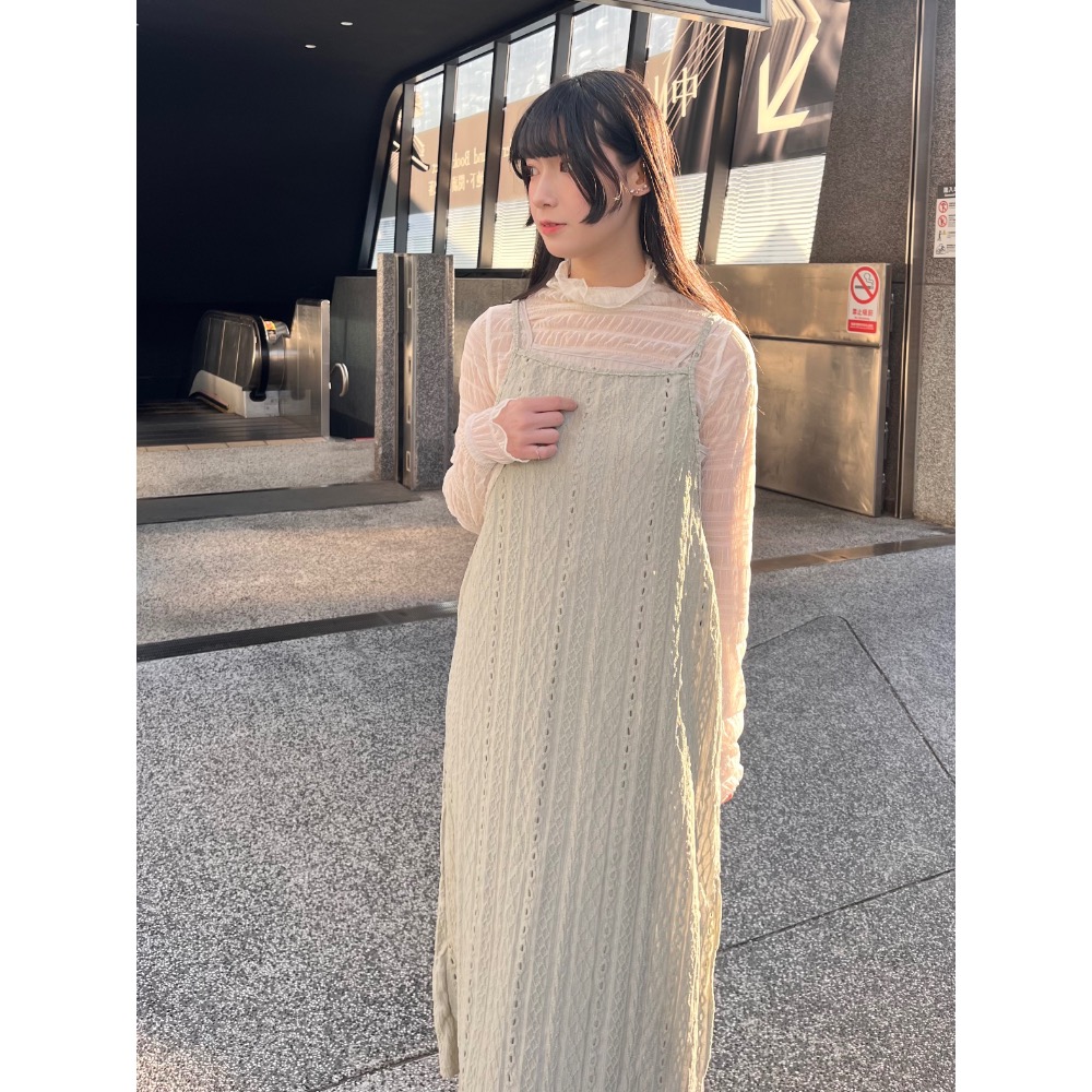 花紋長洋裝兩件套-細節圖3