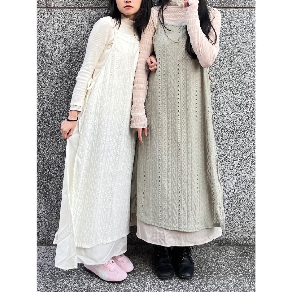 花紋長洋裝兩件套-細節圖6