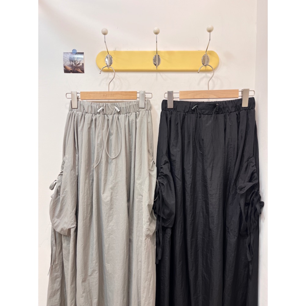 大口袋抽繩日系工裝半身裙(預購)-細節圖4