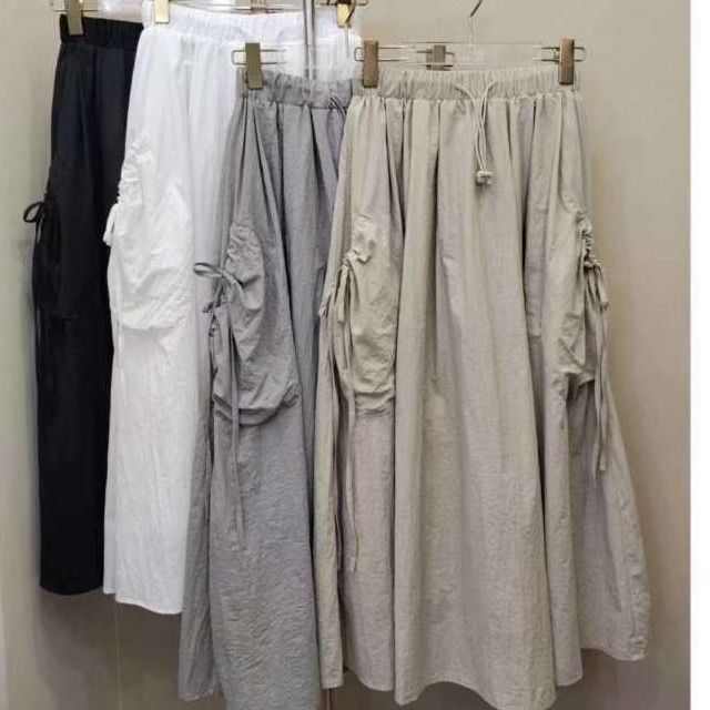 大口袋抽繩日系工裝半身裙(預購)-細節圖6