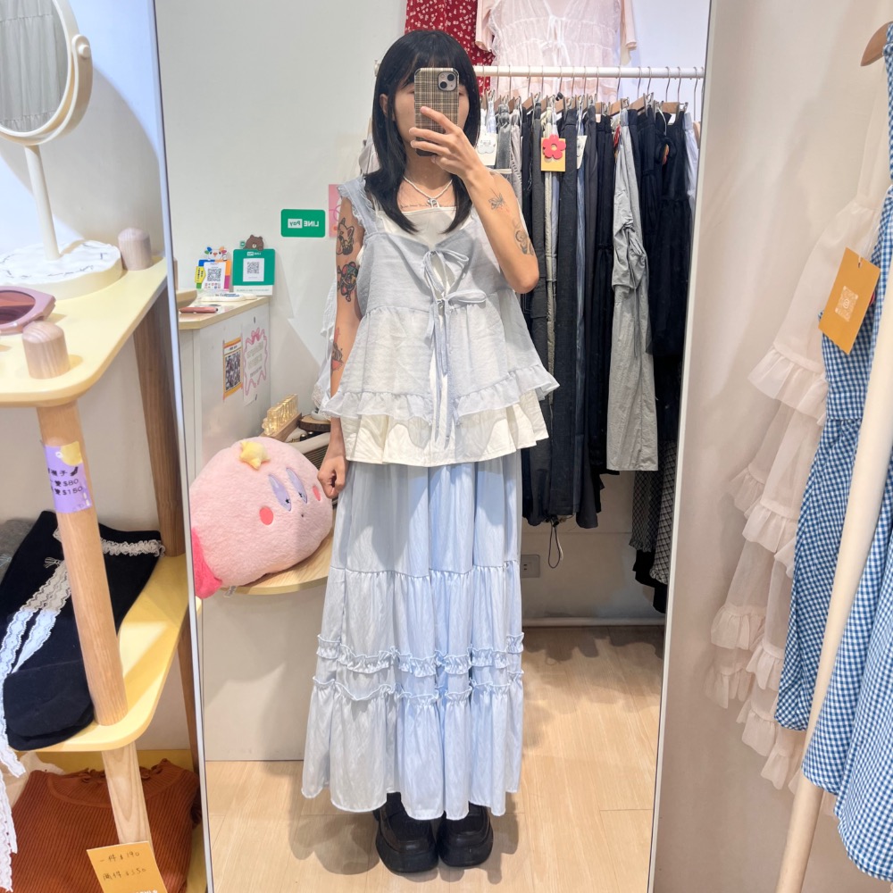 下擺雙荷葉邊半身裙-細節圖2