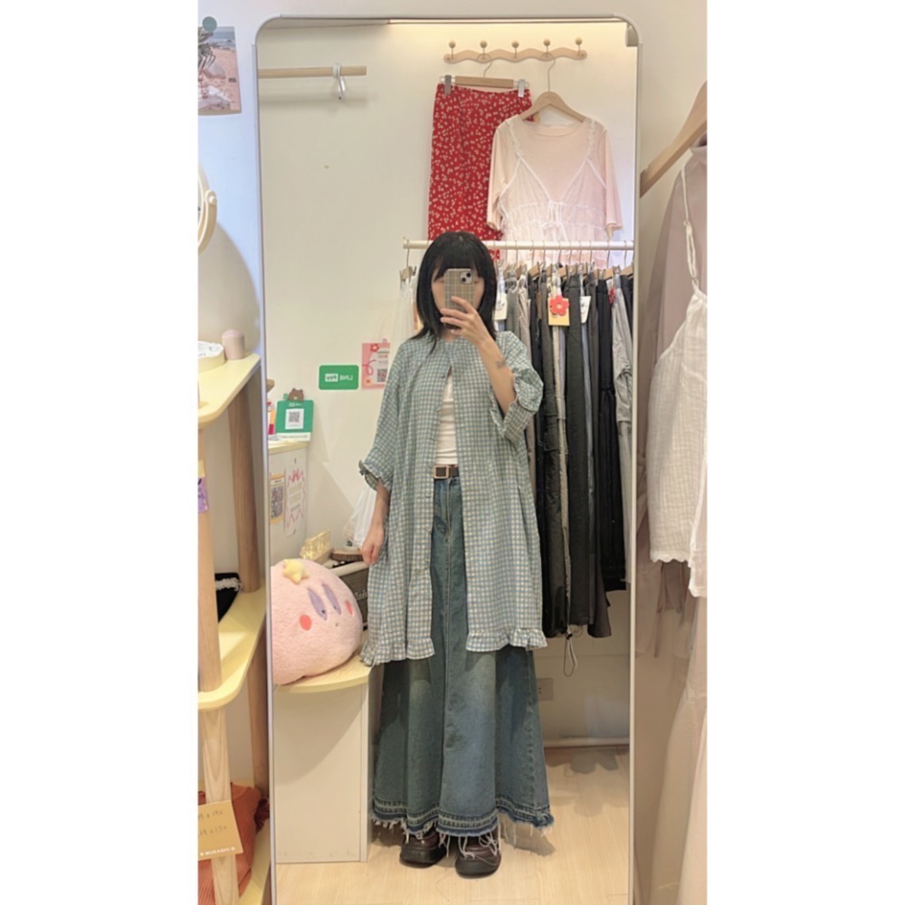 荷葉邊格紋襯衫+荷葉背心-細節圖4