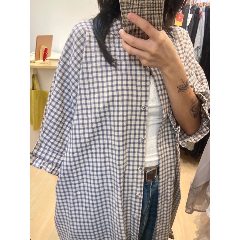 荷葉邊格紋襯衫+荷葉背心-細節圖5