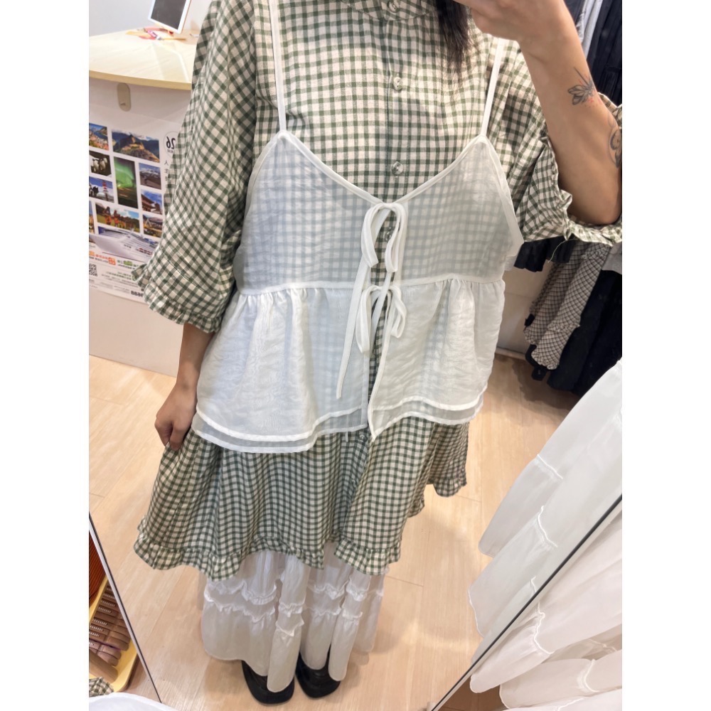 荷葉邊格紋襯衫+荷葉背心-細節圖8