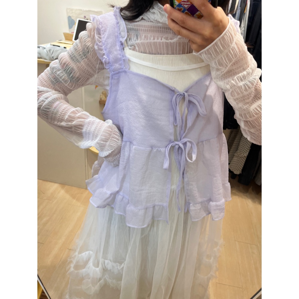 荷葉設計雙榜綁帶背心-細節圖2