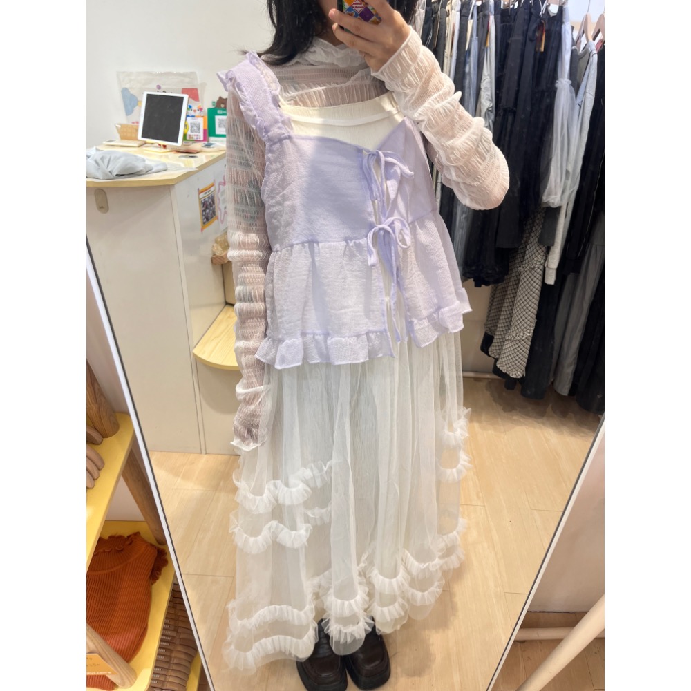 荷葉設計雙榜綁帶背心-細節圖3