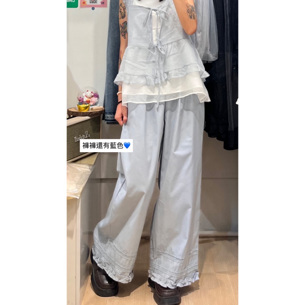 森林系下擺拼接蕾絲直筒褲-細節圖5