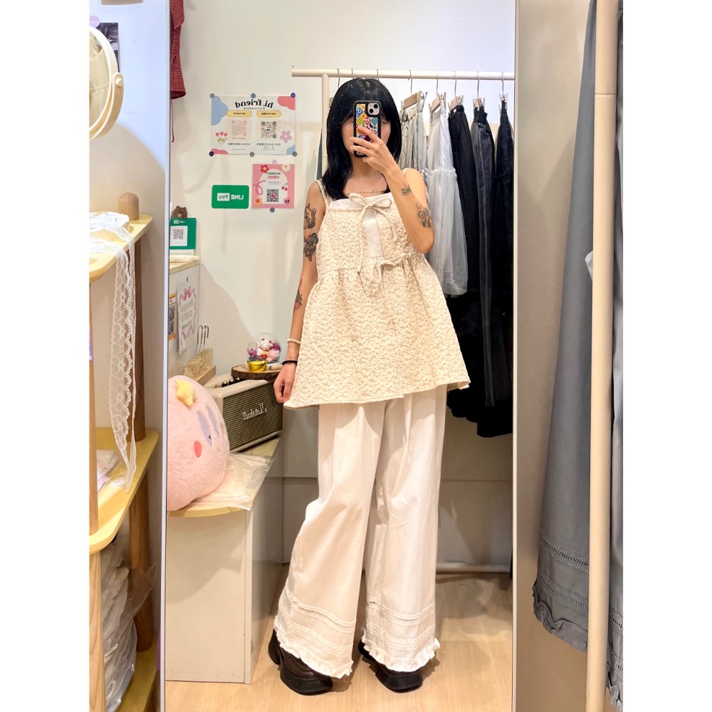 森林系下擺拼接蕾絲直筒褲-規格圖6