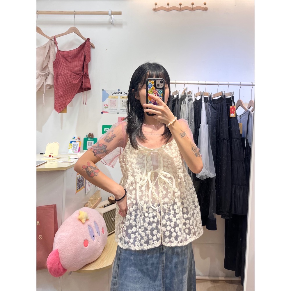 刺繡小花雙綁帶背心-細節圖6