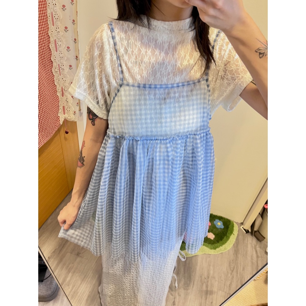 格紋透膚背心-細節圖9