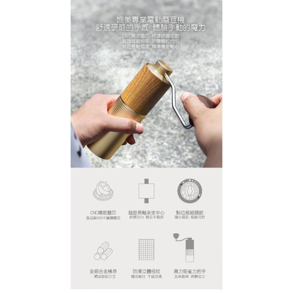 【澄韻堂】免運 宜龍 專業級手搖磨豆機 禮盒包裝 手沖咖啡 便攜磨豆機 露營 鋁合金機身 SUS420不鏽鋼磨芯-細節圖2
