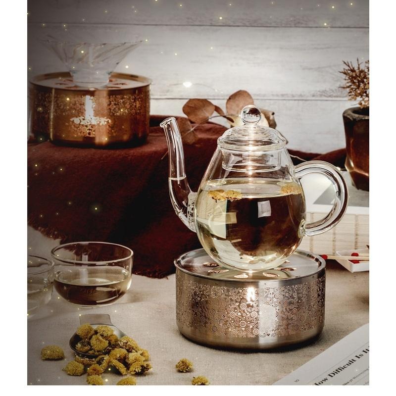 【澄韻堂】台灣宜龍, 璀璨擴香溫茶器-3色選1-奢華金/霧銀/鈦金,簡約的香氛擴散器,燭火溫茶器,304不鏽鋼-細節圖3