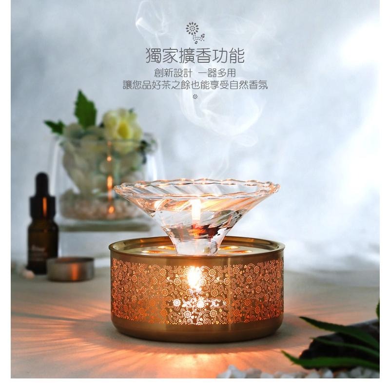 【澄韻堂】台灣宜龍, 璀璨擴香溫茶器-3色選1-奢華金/霧銀/鈦金,簡約的香氛擴散器,燭火溫茶器,304不鏽鋼-細節圖4