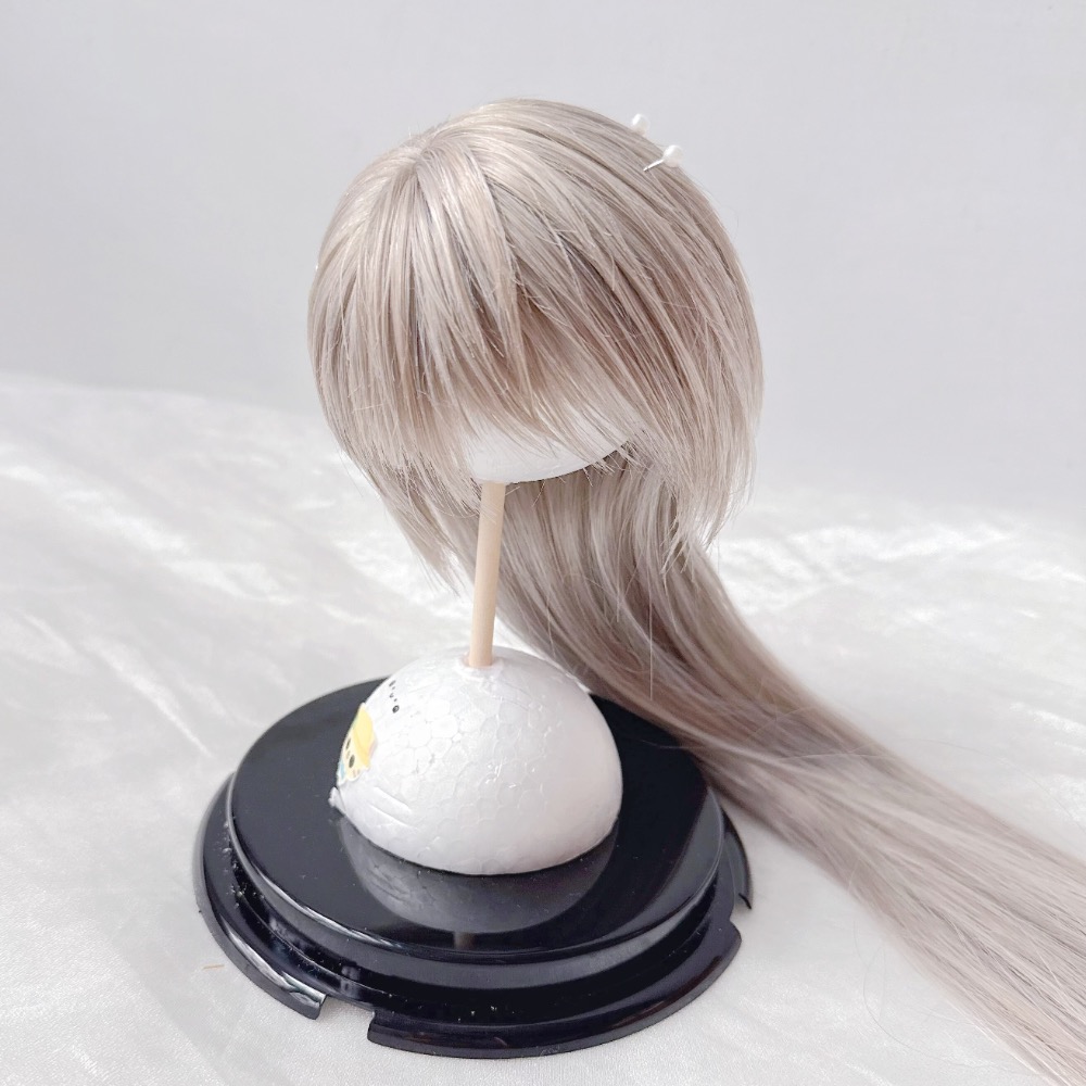 台現🇹🇼 三分bjd 22-23頭圍 沈星回屬性 手改毛 銀灰 娃用假髮-細節圖3
