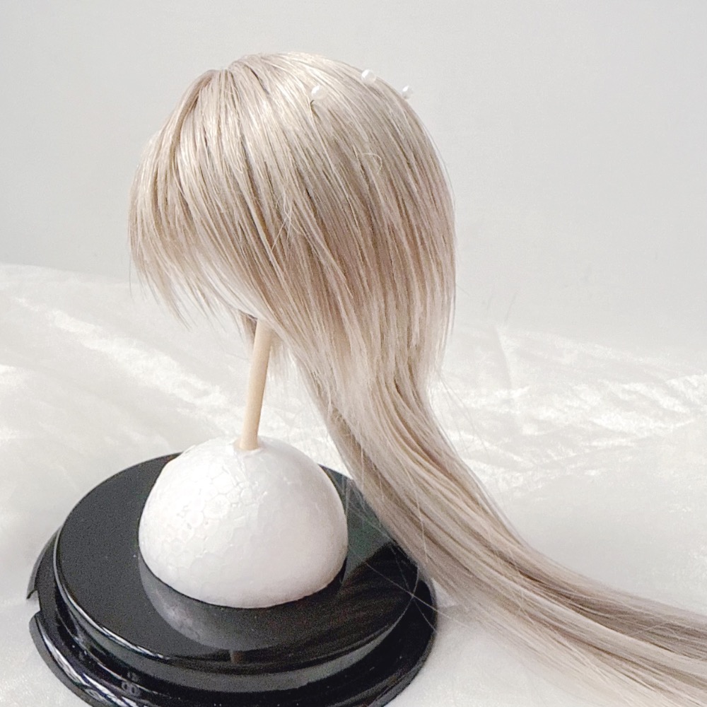 台現🇹🇼 三分bjd 22-23頭圍 沈星回屬性 手改毛 銀灰 娃用假髮-細節圖4