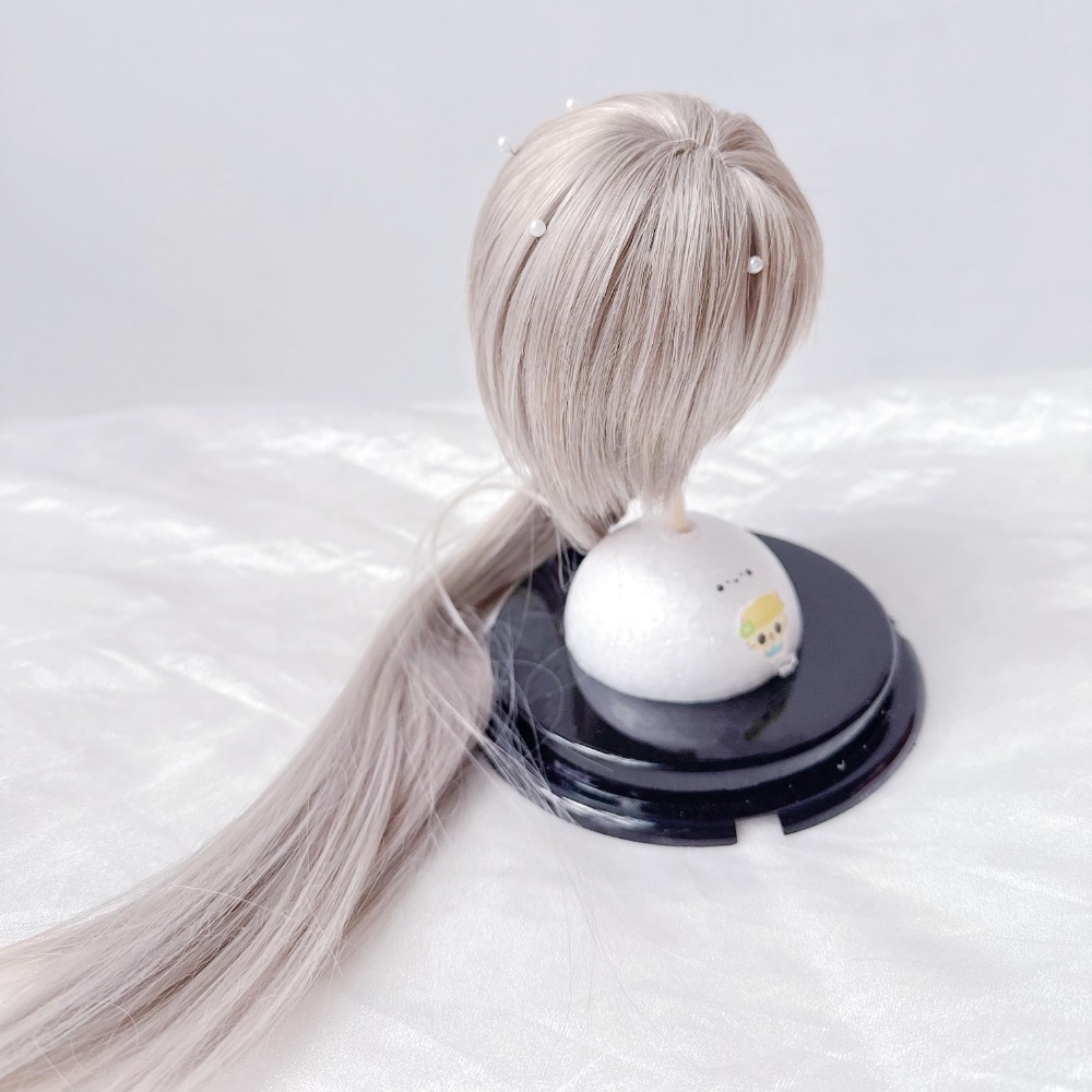 台現🇹🇼 三分bjd 22-23頭圍 沈星回屬性 手改毛 銀灰 娃用假髮-細節圖6