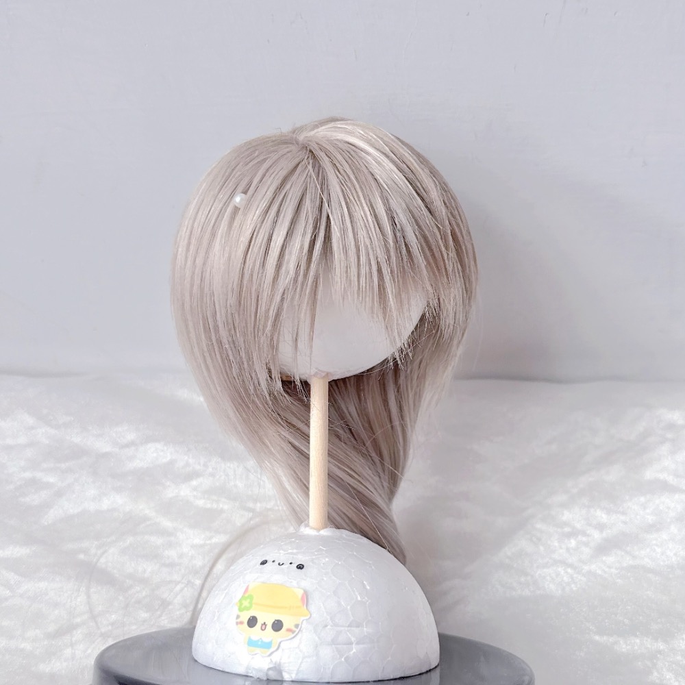 台現🇹🇼 三分bjd 22-23頭圍 沈星回屬性 手改毛 銀灰 娃用假髮-細節圖7