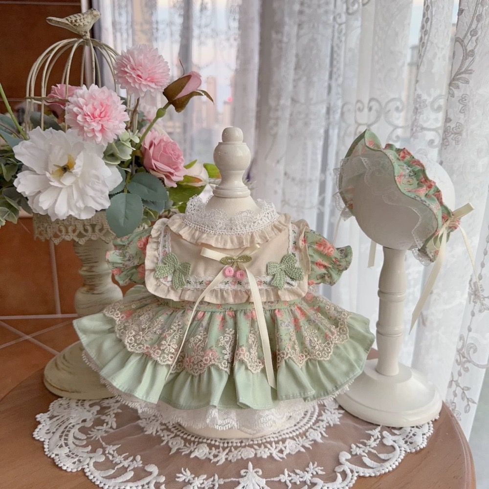 台現🇹🇼38cm拉布布手工訂製娃衣 田園綠 《迪士尼雪莉玫S娃規格》LABUBU MOKOKO-細節圖3