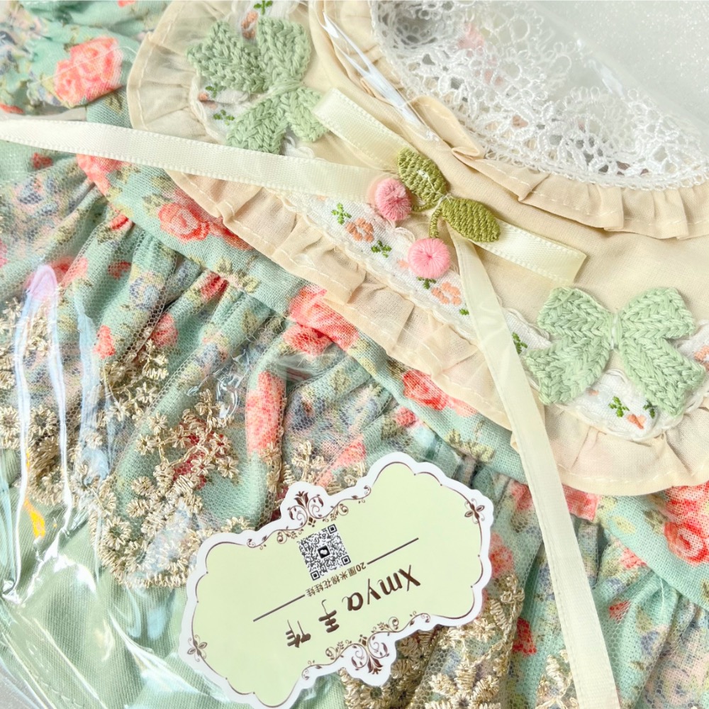 台現🇹🇼38cm拉布布手工訂製娃衣 田園綠 《迪士尼雪莉玫S娃規格》LABUBU MOKOKO-細節圖6