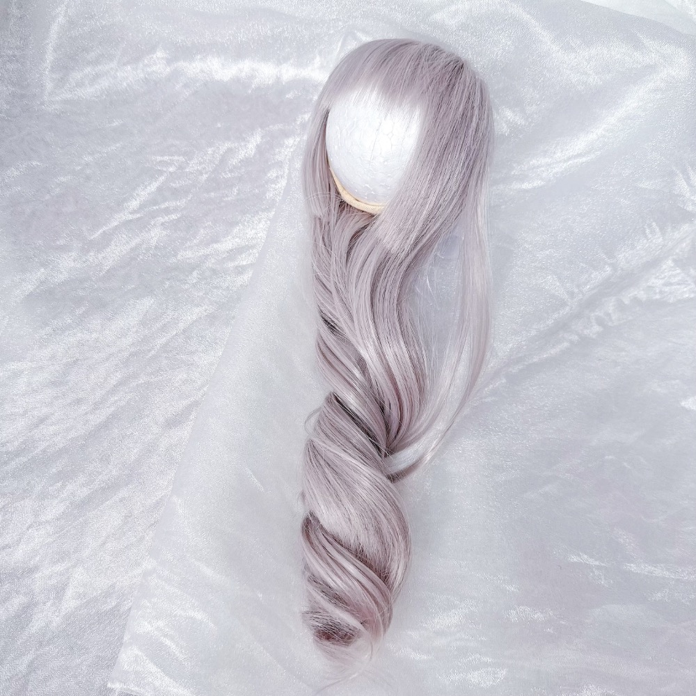 美品✨貓王松鼠 bjd 3分 假髮 耐熱絲 公主頭長捲髮 灰粉-細節圖2