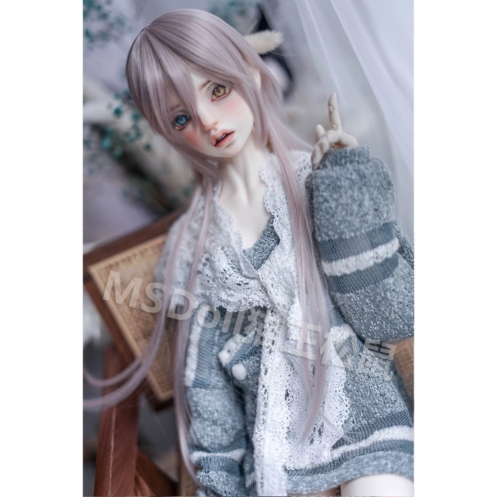 美品✨貓王松鼠 bjd 3分 假髮 耐熱絲 男神款 香芋-細節圖4