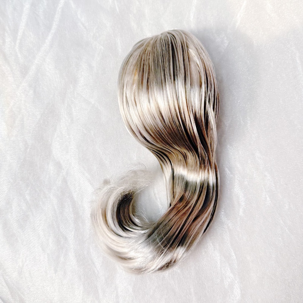 美品✨ms沙龍 bjd 3分 手改毛胚軟絲 假髮 銀灰-細節圖3