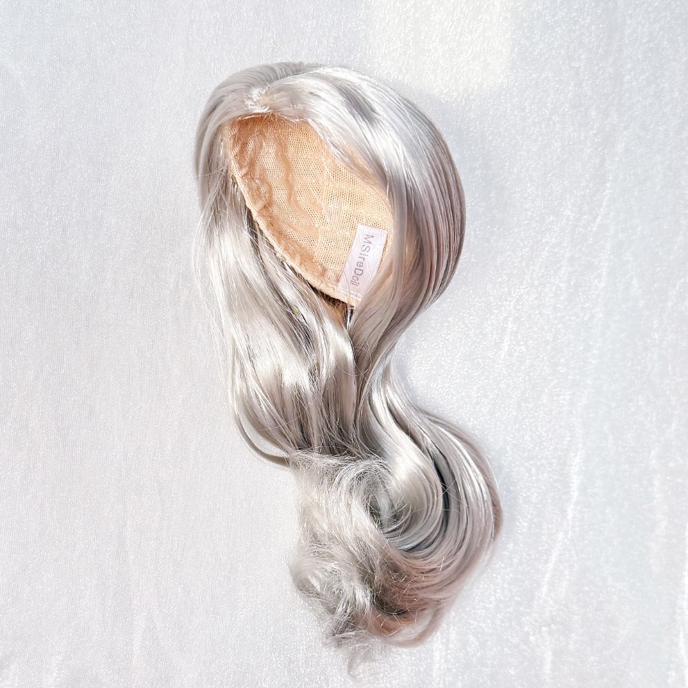 美品✨ms沙龍 bjd 3分 手改毛胚軟絲 假髮 銀灰-細節圖4