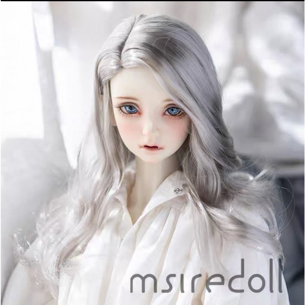 美品✨ms沙龍 bjd 3分 手改毛胚軟絲 假髮 銀灰-細節圖5