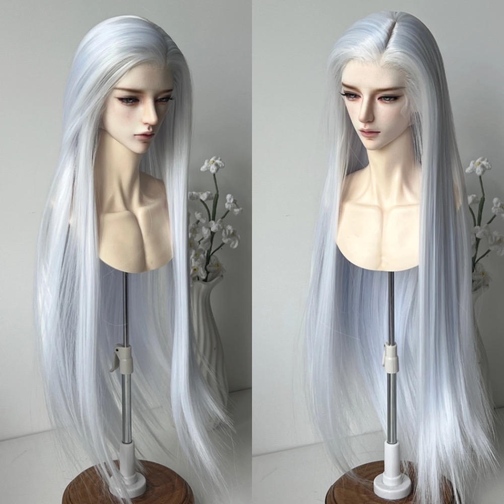 全新✨李氏越洋 bjd 假髮 手勾前蕾絲平尖雙尖 側分長髮毛胚-細節圖2