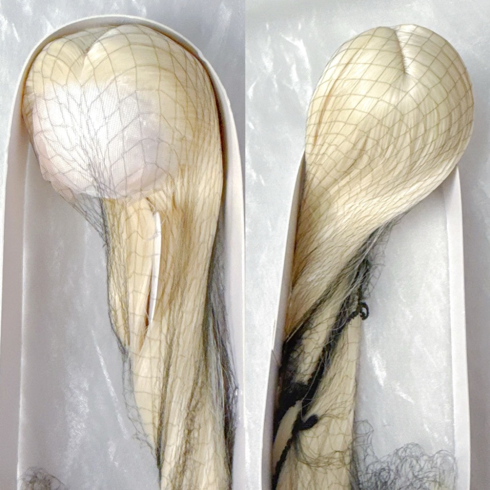 全新✨李氏越洋 bjd 假髮 手勾前蕾絲平尖雙尖 側分長髮毛胚-規格圖5