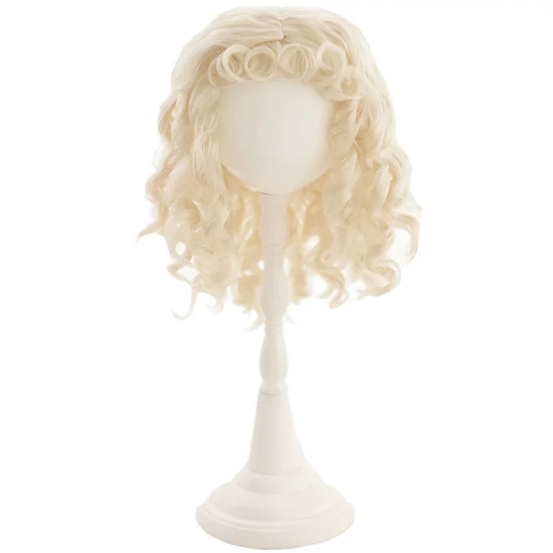 美品✨miucat 喵柒 bjd 4分 仿馬海毛假髮 捲瀏海 淺金色-細節圖2