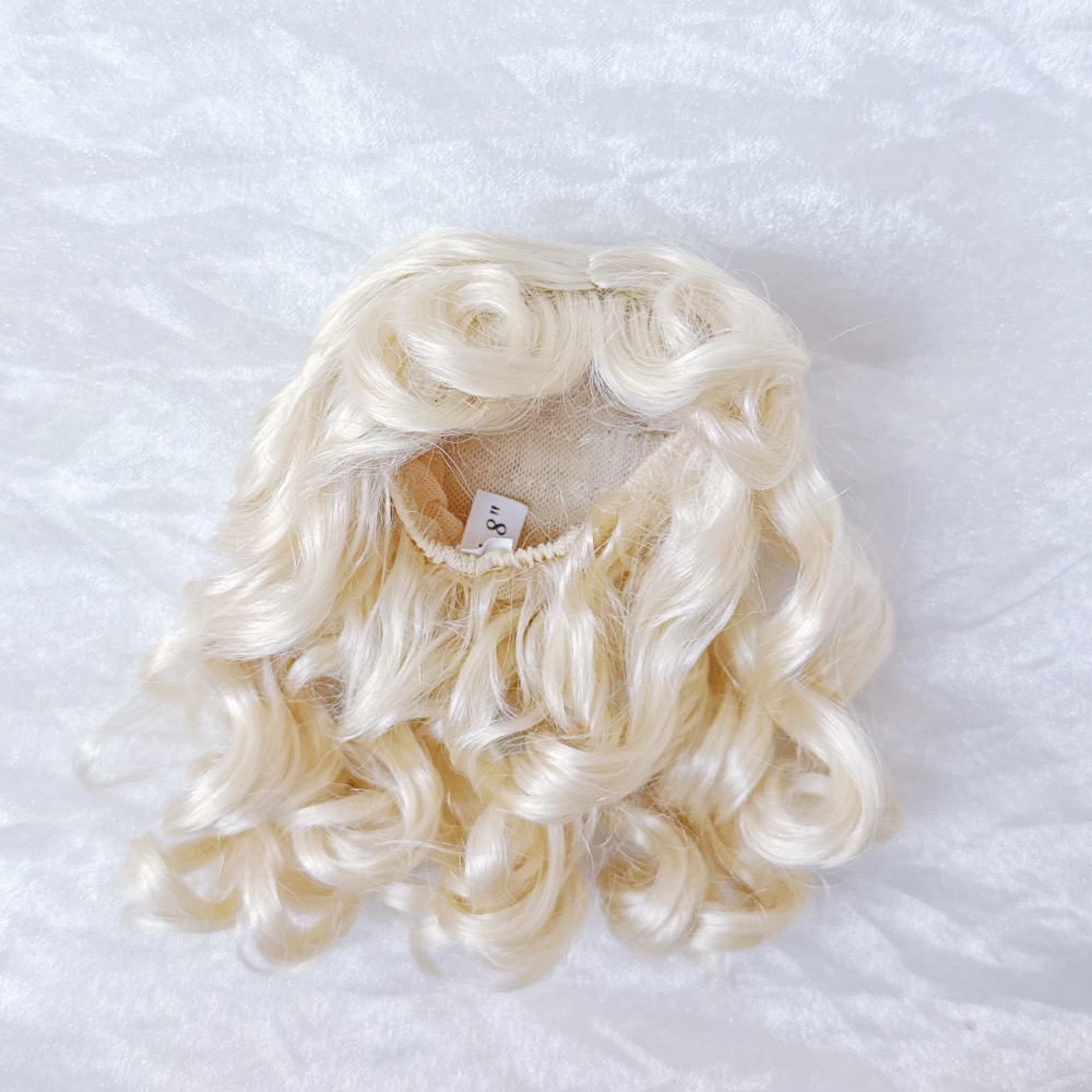 美品✨miucat 喵柒 bjd 4分 仿馬海毛假髮 捲瀏海 淺金色-細節圖2