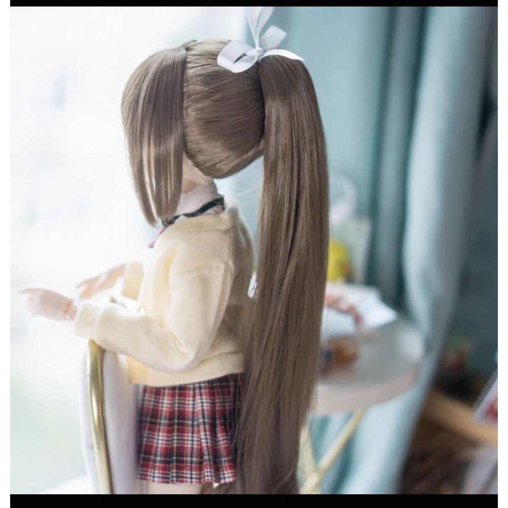 美品✨貓王松鼠 bjd 4分 假髮 耐熱絲 高馬尾 長捲髮 sdm mdd 1/4 bjd msd-細節圖5