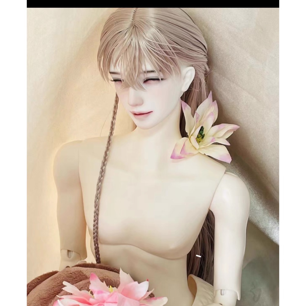 美品✨小3分 bjd 灰粉 手改毛編髮 絨霧粉 假髮 dd 1/3-細節圖2