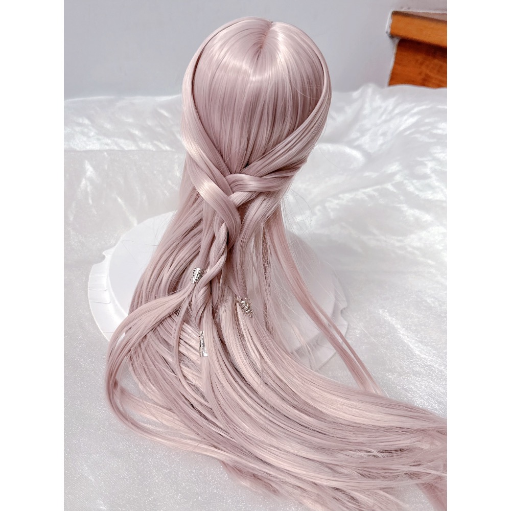 美品✨小3分 bjd 灰粉 手改毛編髮 絨霧粉 假髮 dd 1/3-細節圖3
