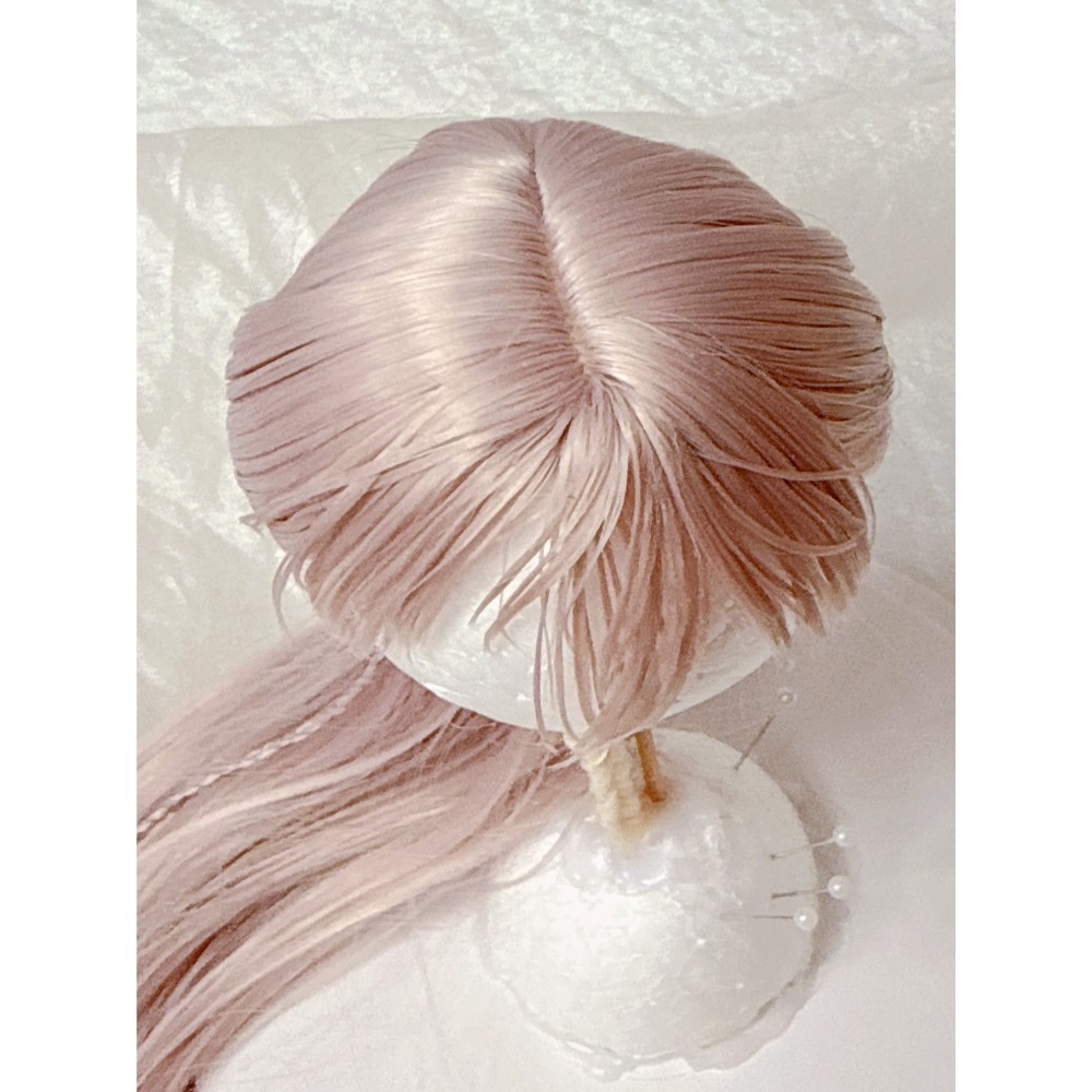 美品✨小3分 bjd 灰粉 手改毛編髮 絨霧粉 假髮 dd 1/3-細節圖4