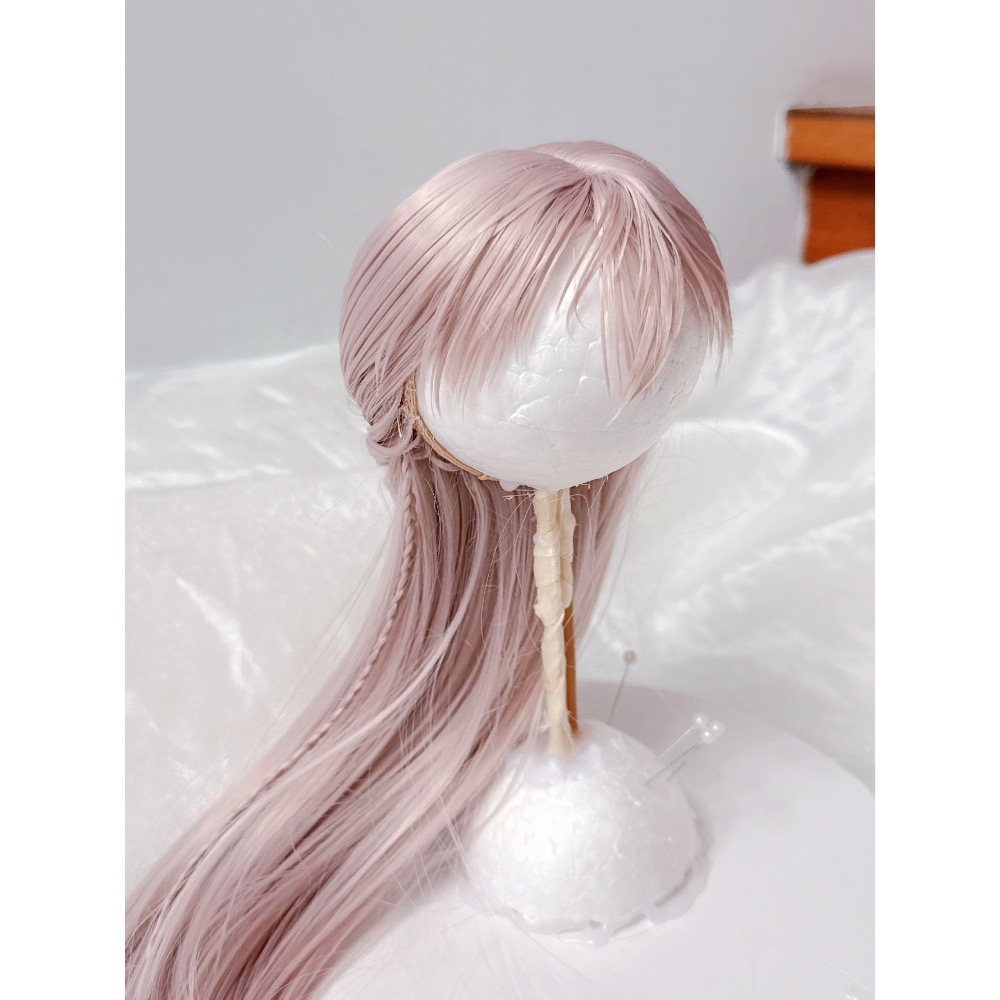 美品✨小3分 bjd 灰粉 手改毛編髮 絨霧粉 假髮 dd 1/3-細節圖6