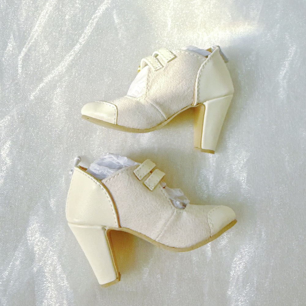 三分高跟腳 法式雙綁帶小高跟鞋 米白 1/3 bjd 腳尖上的小詩-細節圖4