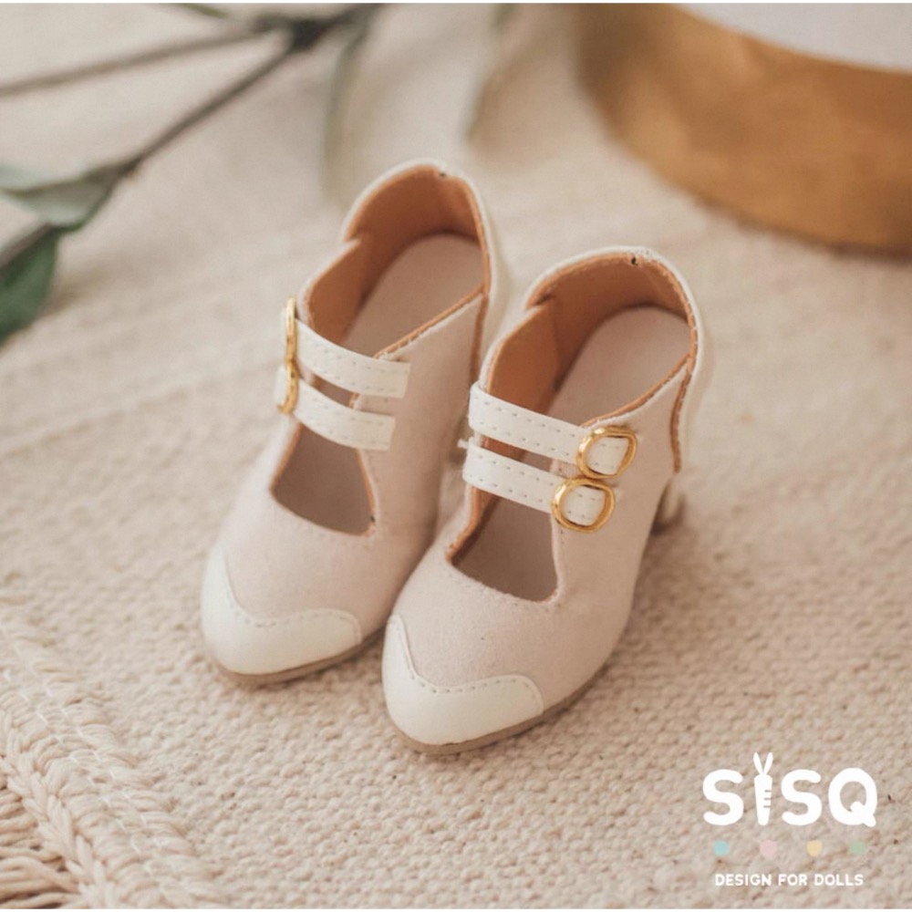三分高跟腳 法式雙綁帶小高跟鞋 米白 1/3 bjd 腳尖上的小詩-細節圖5