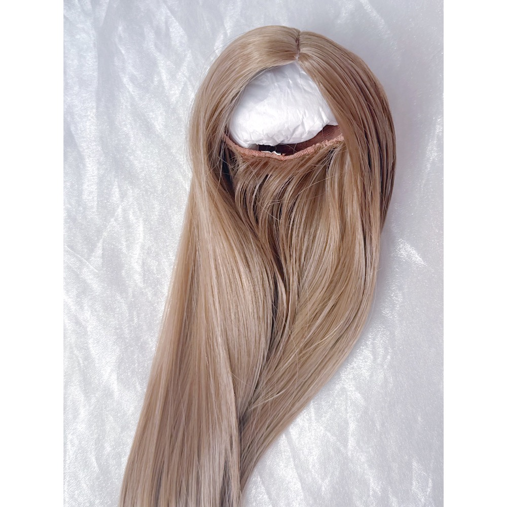 美品✨3分 bjd 假髮 高溫絲 中分長直髮 茶棕-細節圖2