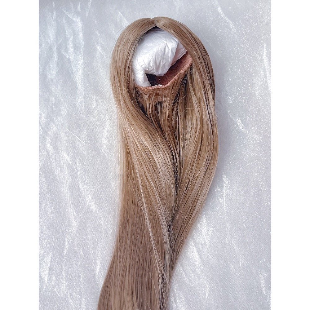 美品✨3分 bjd 假髮 高溫絲 中分長直髮 茶棕-細節圖3