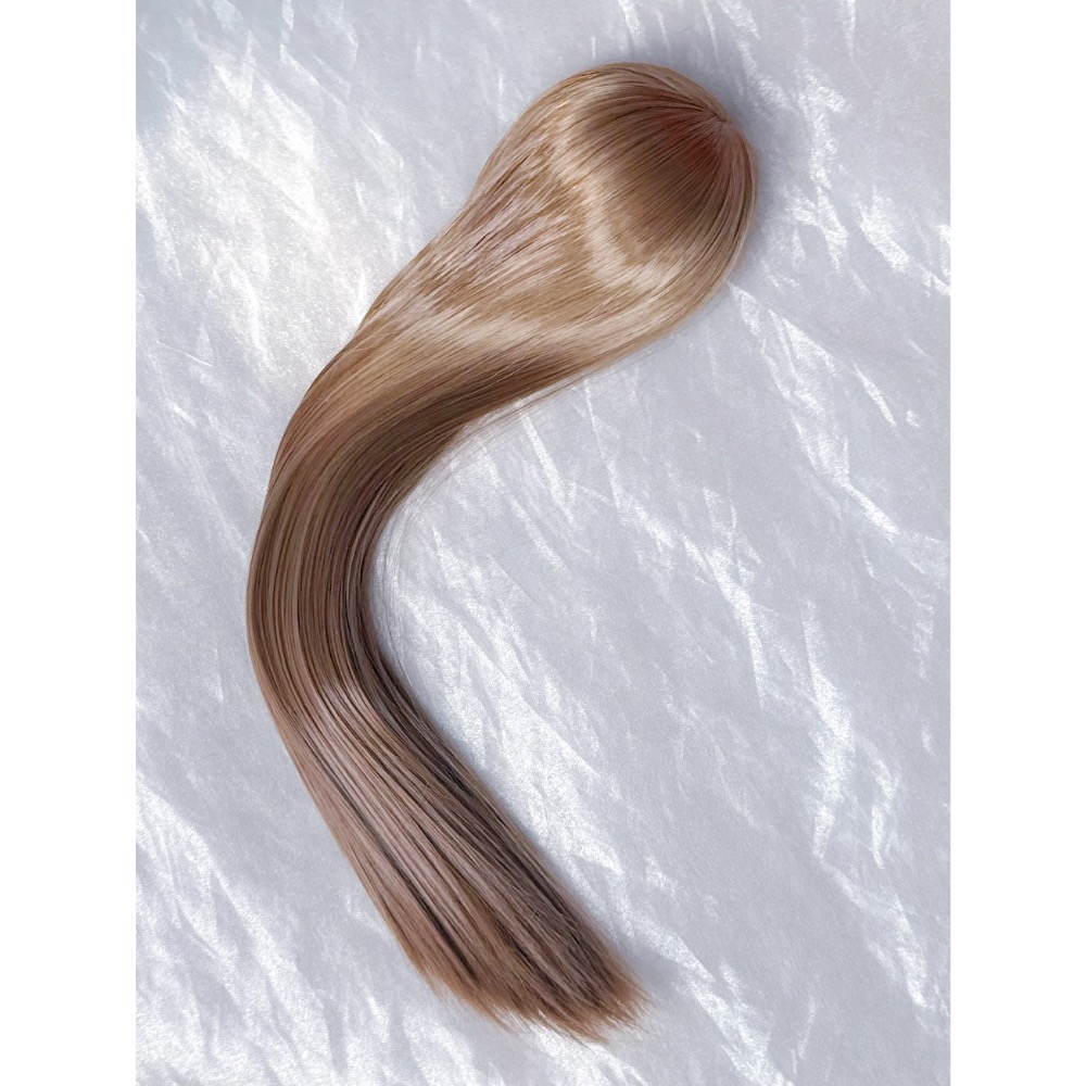 美品✨3分 bjd 假髮 高溫絲 中分長直髮 茶棕-細節圖4