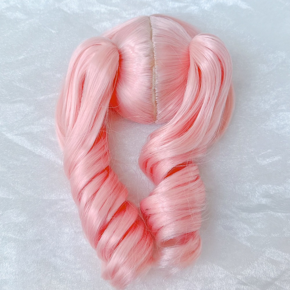 美品✨3分 bjd 假髮 雙馬尾 法國卷 泡泡糖粉-細節圖2