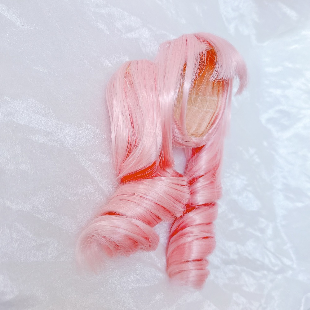 美品✨3分 bjd 假髮 雙馬尾 法國卷 泡泡糖粉-細節圖4