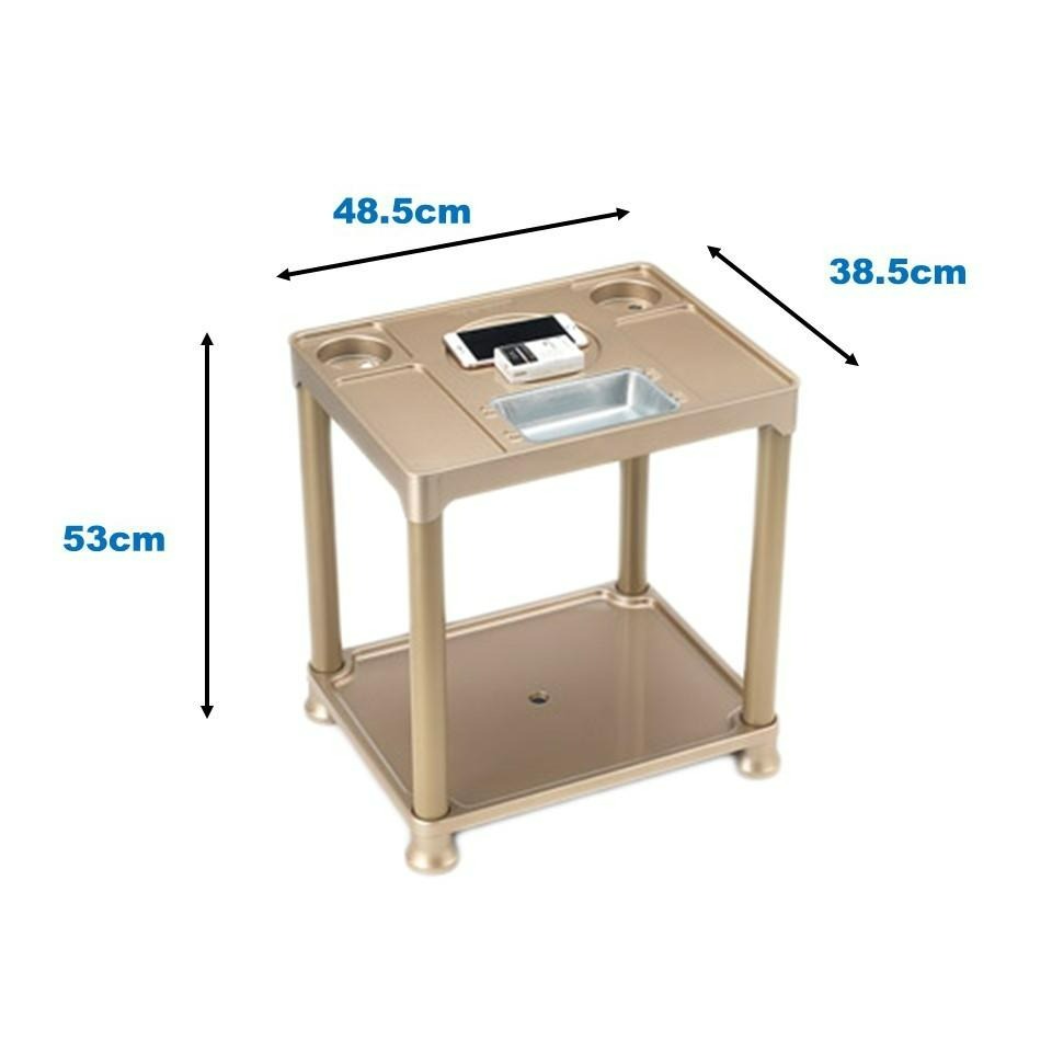 <不要錯過> 豪華桌邊茶几 麻將小茶几 小茶几 鋼管支柱 不鏽鋼菸灰缸 加厚飲料座 茶几 邊桌 含發票-細節圖2
