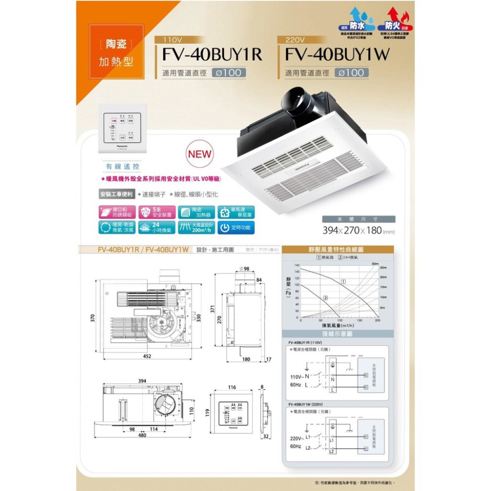 【登野企業】國際牌 Panasonic FV-40BUY1R / FV-40BUY1W 暖風機 線控型-細節圖2