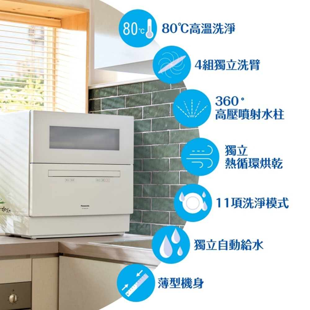 【登野企業】Panasonic國際牌 桌上型洗碗機 NP-TH4WHR1TW 獨立式 自動洗碗機 薄型機身 原廠保固-細節圖4