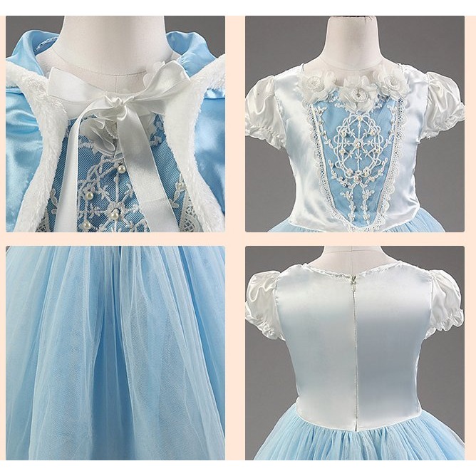 現貨台灣-萬聖節服裝,艾莎公主服,兒童變裝服-冰雪服裝/藍色蓬蓬裙公主服-細節圖2